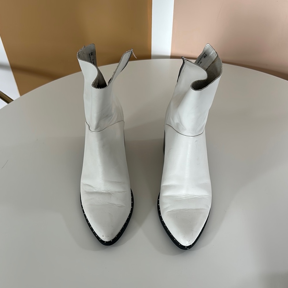 White Leather Ankle Boots